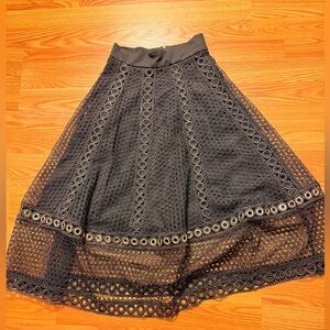 Maje Black Lace A-Line Skirt